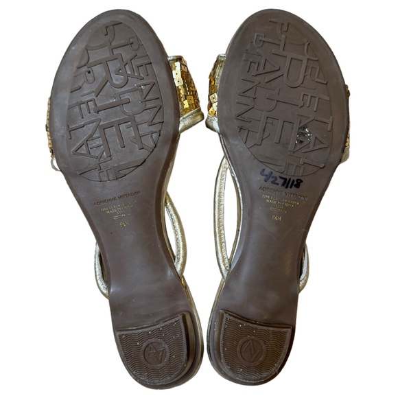 Adrienne Vittadini Low Heels Shoes Flats Open-Toe Leather w/ Gold Sequins 8.5 M - Picture 4 of 4